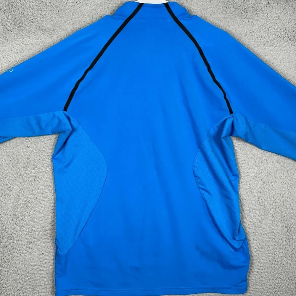 Adidas Golf Shirt Mens Medium Blue Climacool Quarter Zip Pullover Mesh Panels